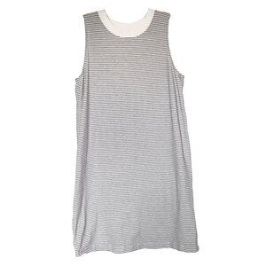 a new day sleeveless, black stripped dress size M